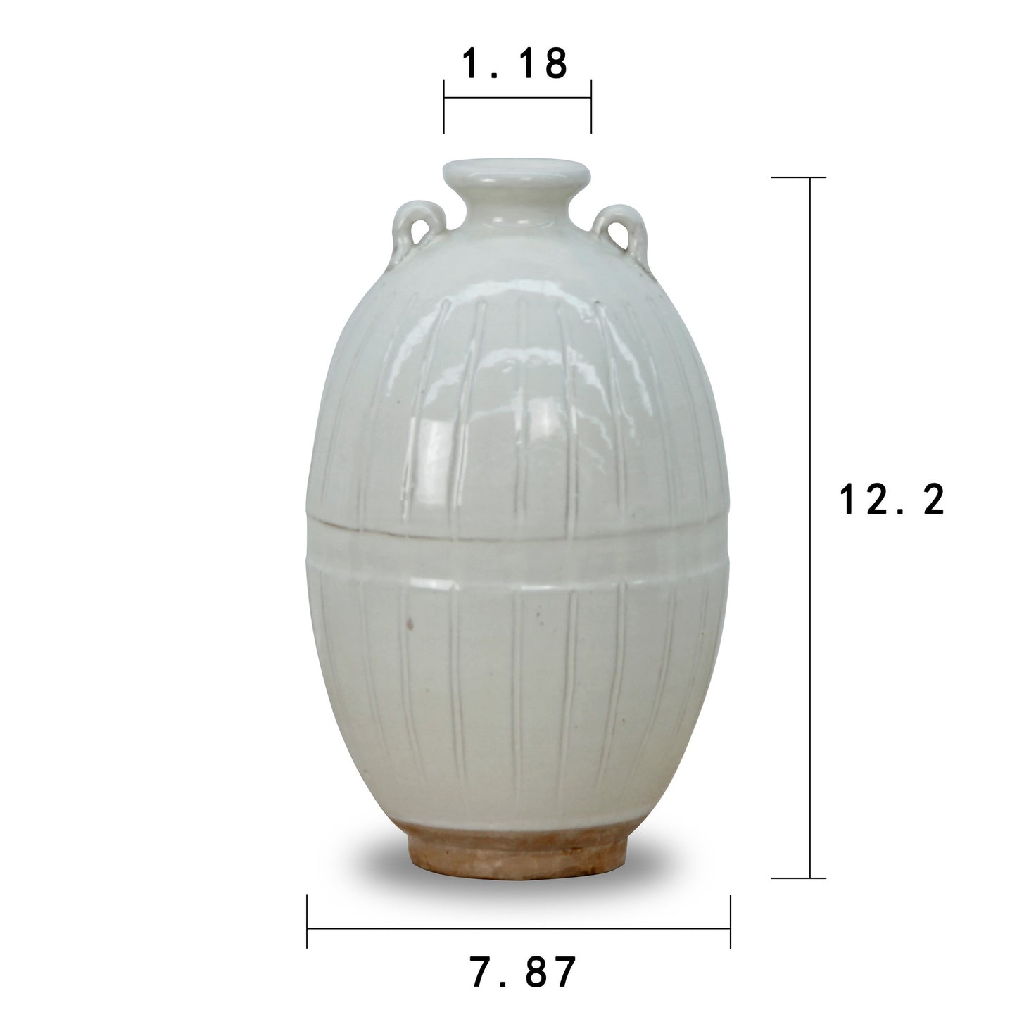Ceramic Pot with Stripe Decoration Unglazed Base