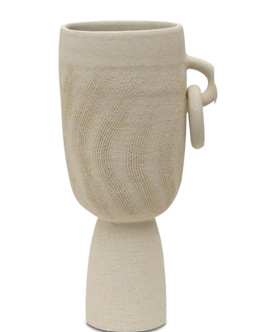 Stoneware Vase on Pedestal Base