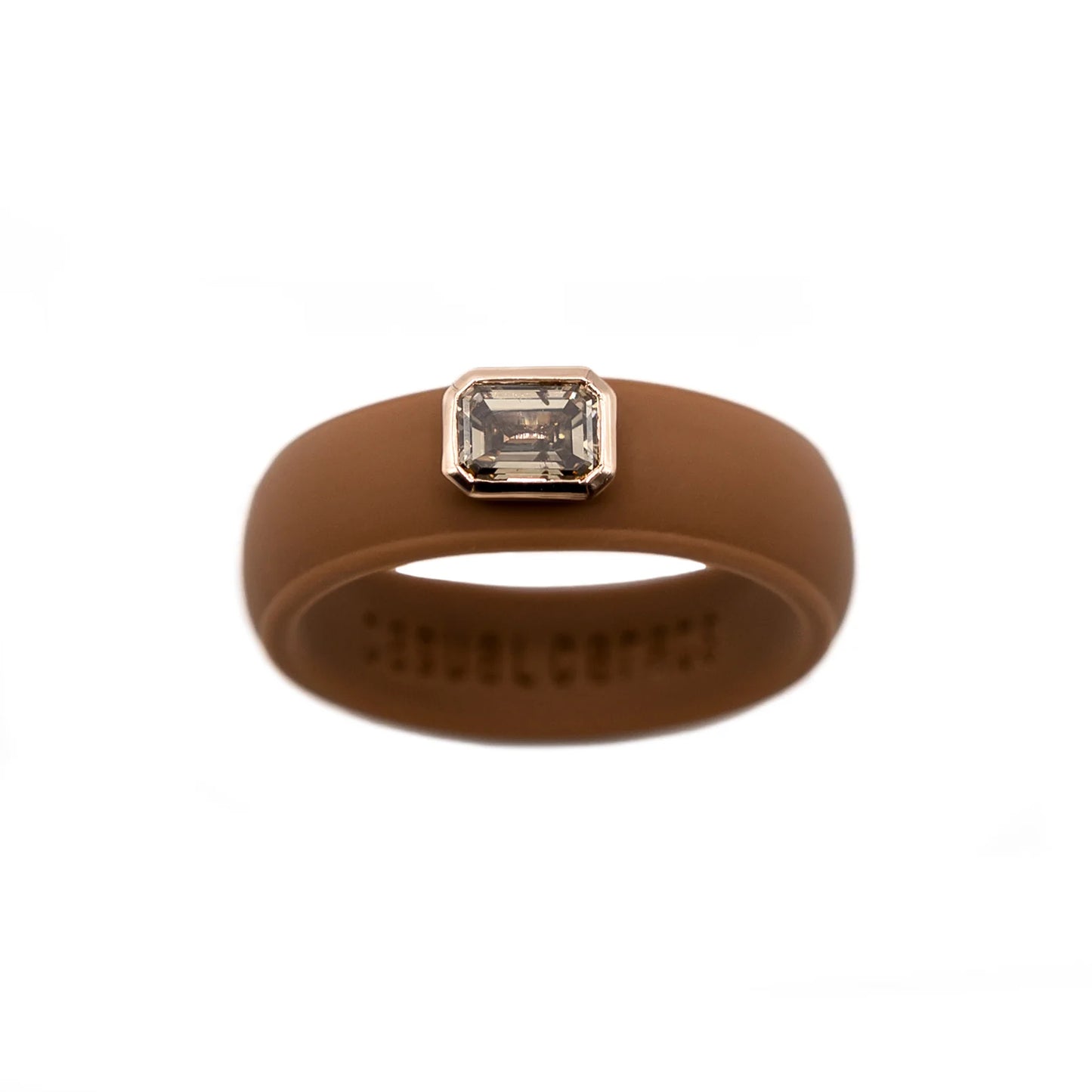 Cognac Emerald Cut Diamond Silicone Ring