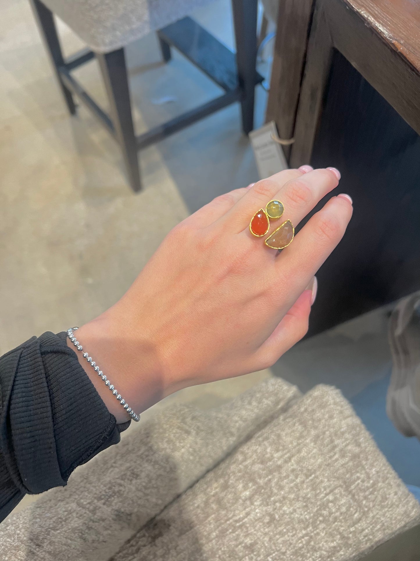 Peach, Orange and White Stone Ring