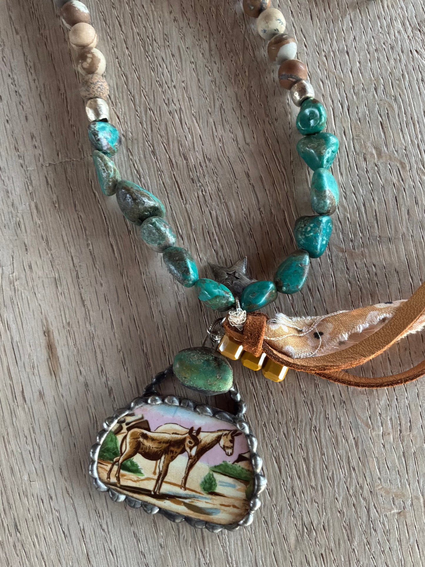 Vintage Donkey Piece and Bead Necklace