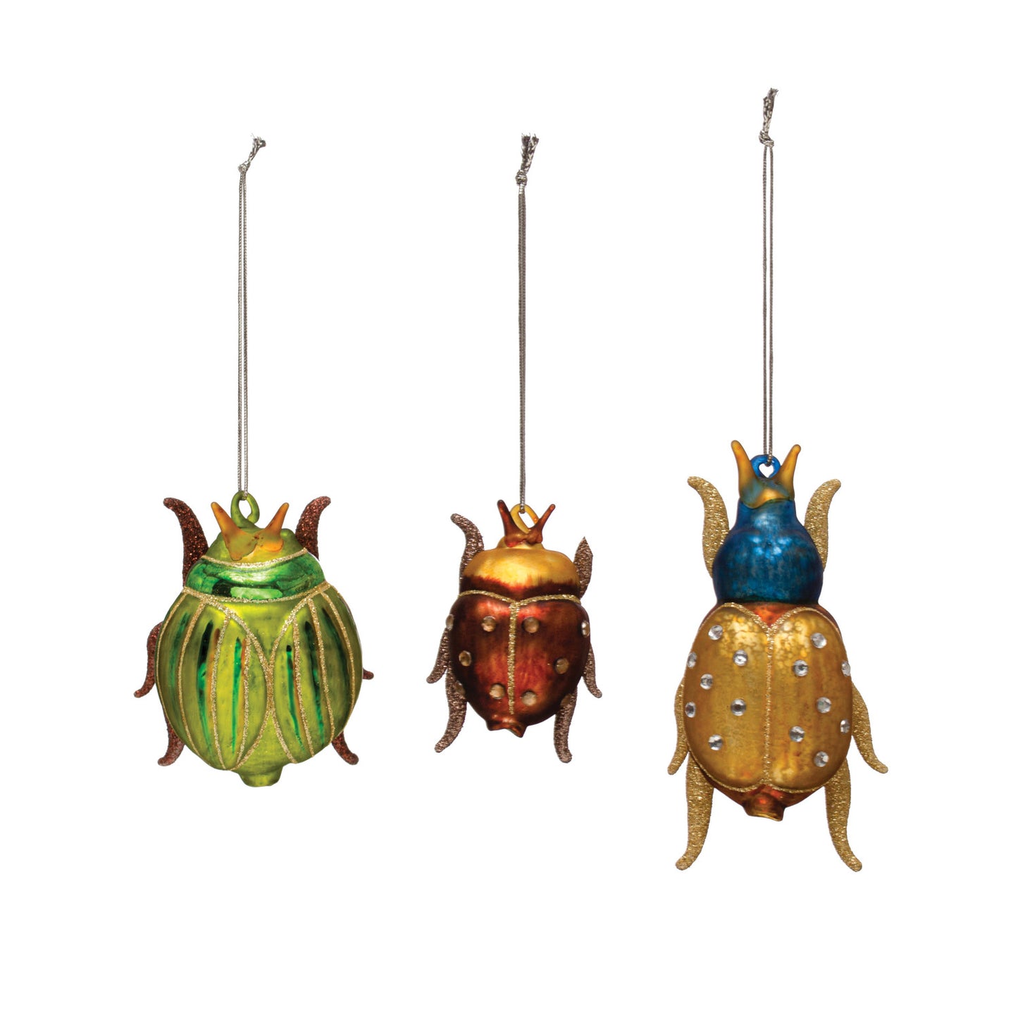 Hand Painted Glass Beetle Ornaments