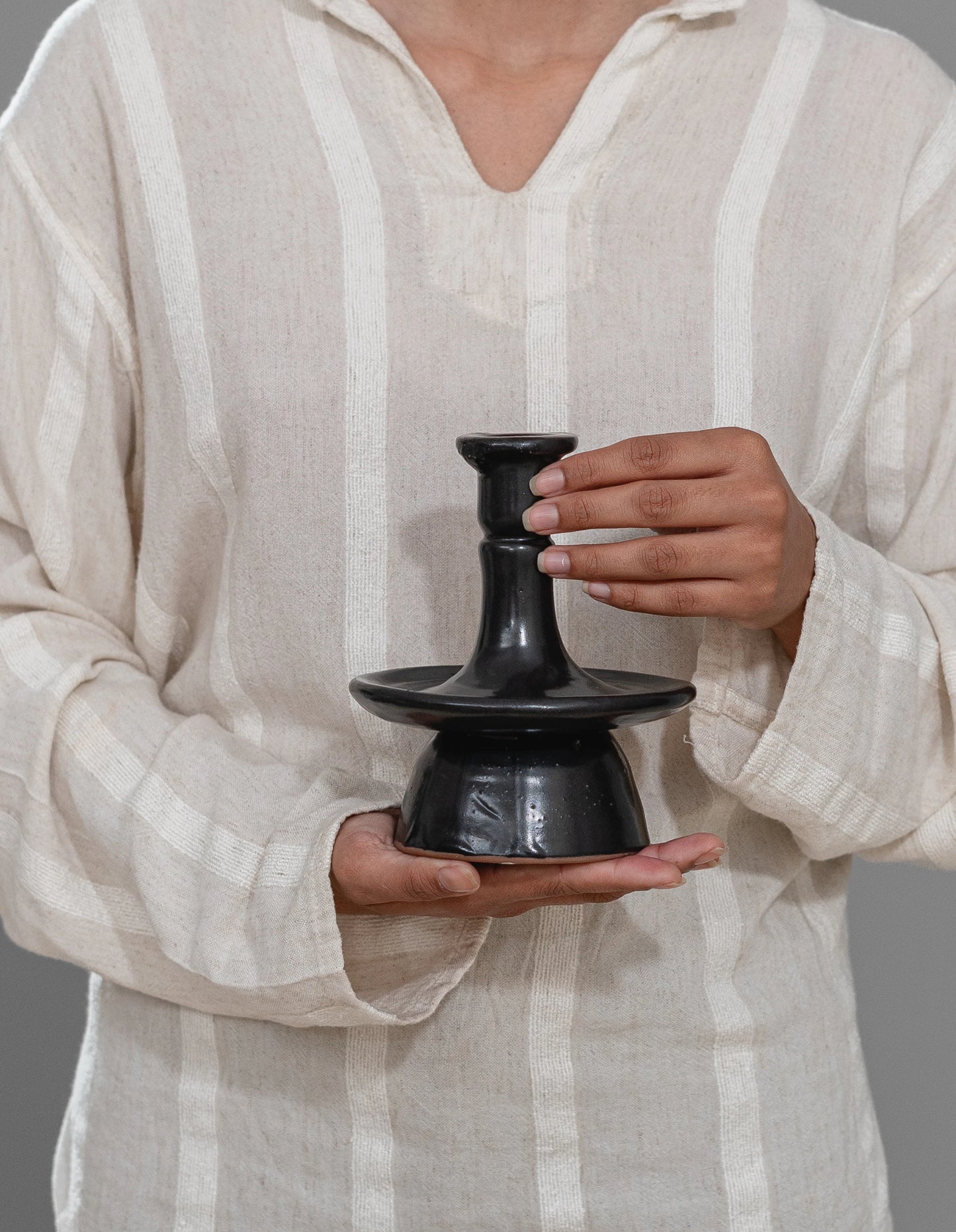 Ceramic Candlestick Black