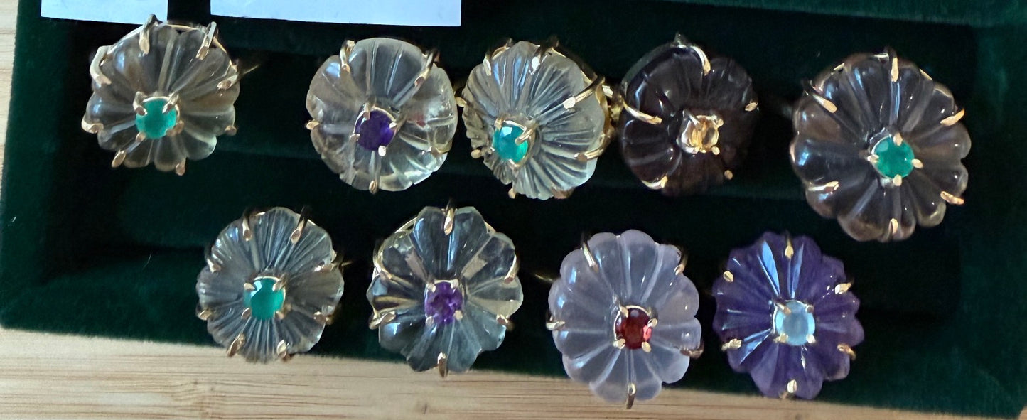 Gemstone Chrysanthemum Ring