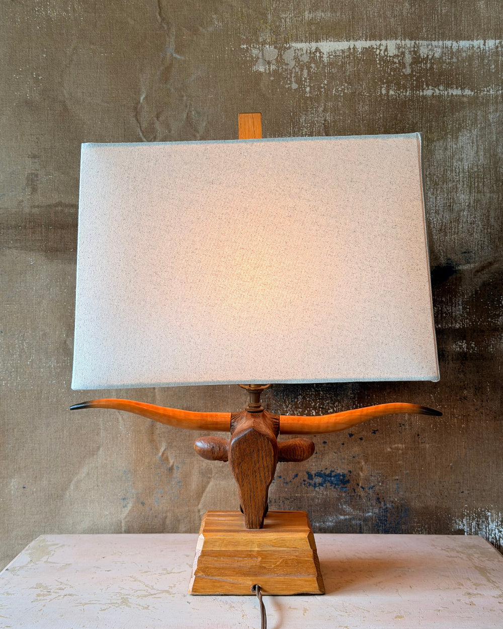 1950s Longhorn Steer Lamp