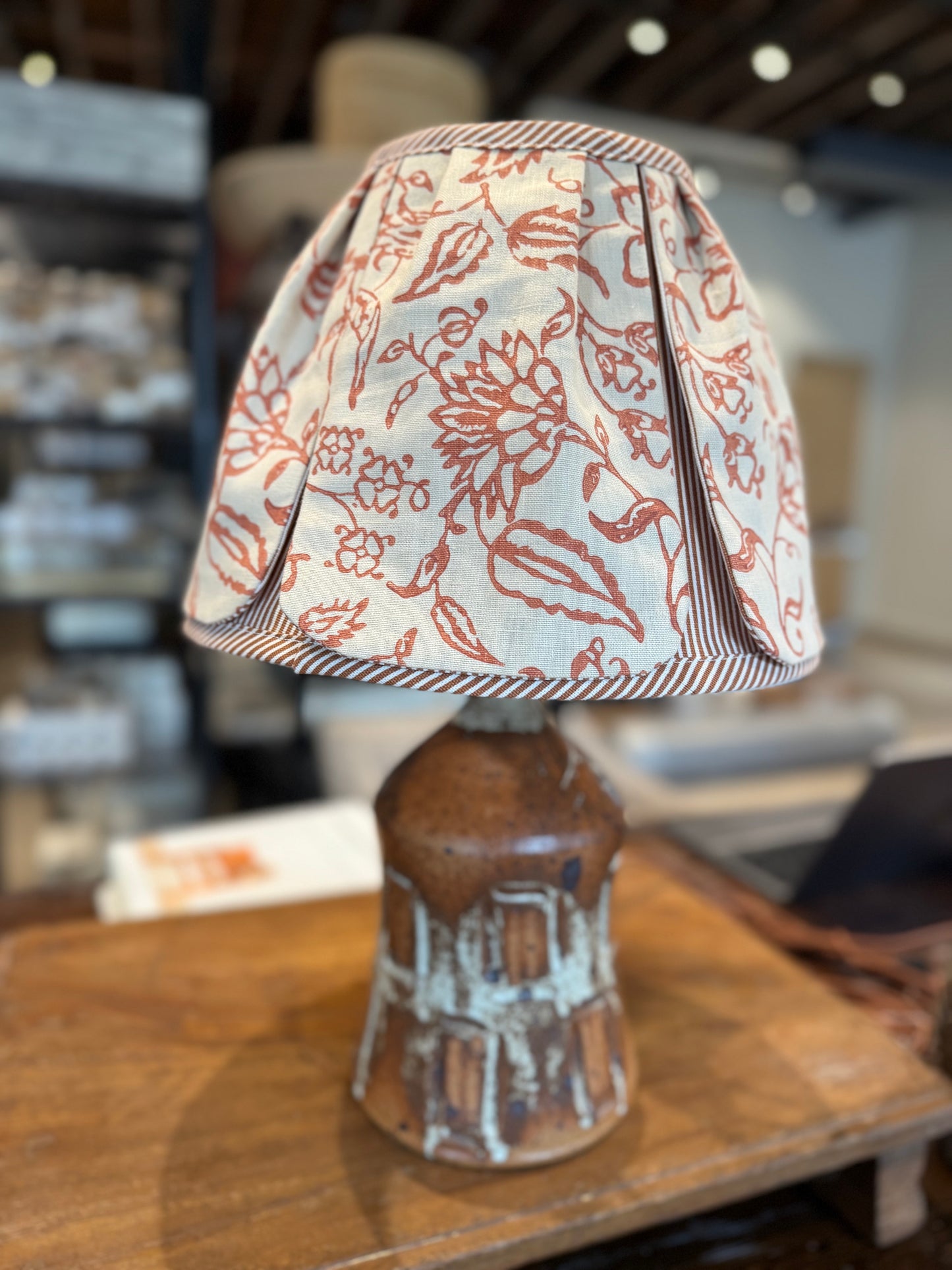 Danish Small Brown Lamp & Shade