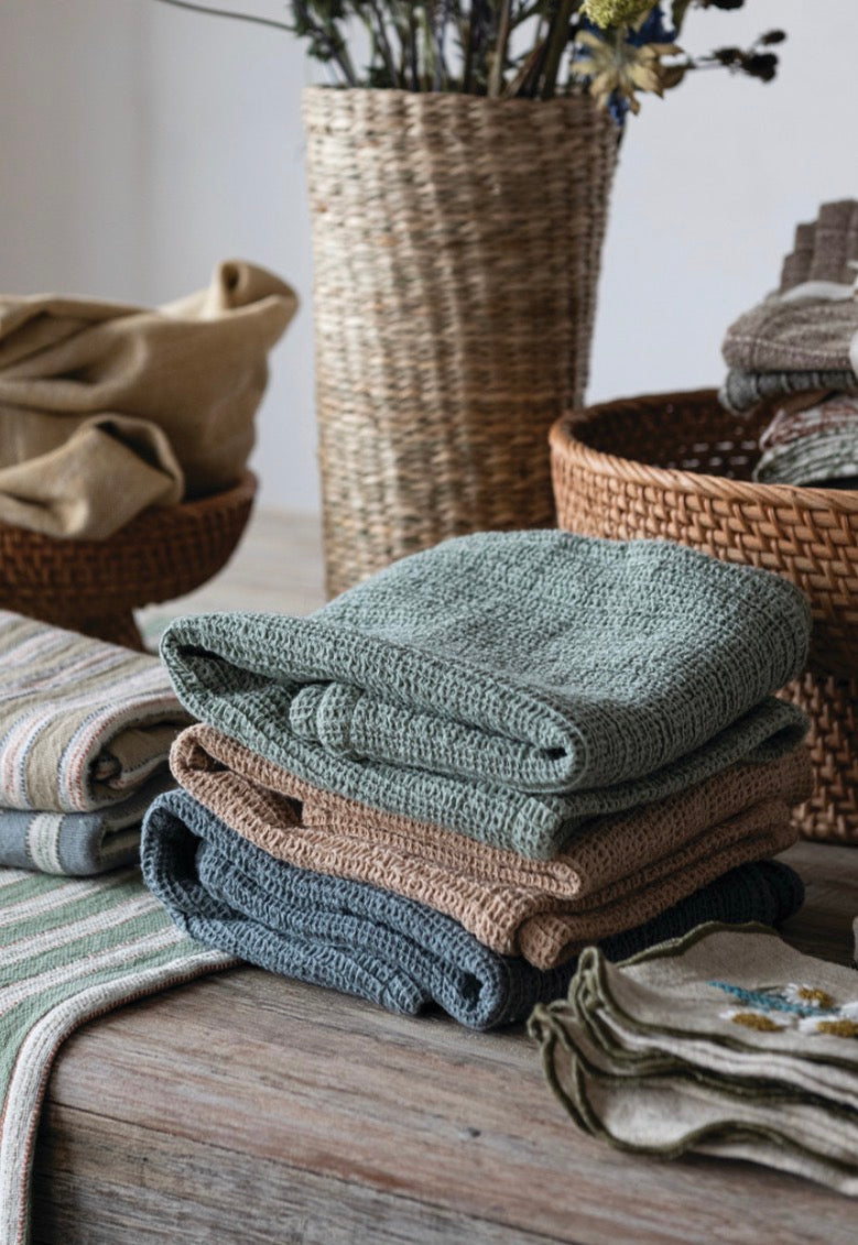 Woven Cotton Waffle Weave Towel