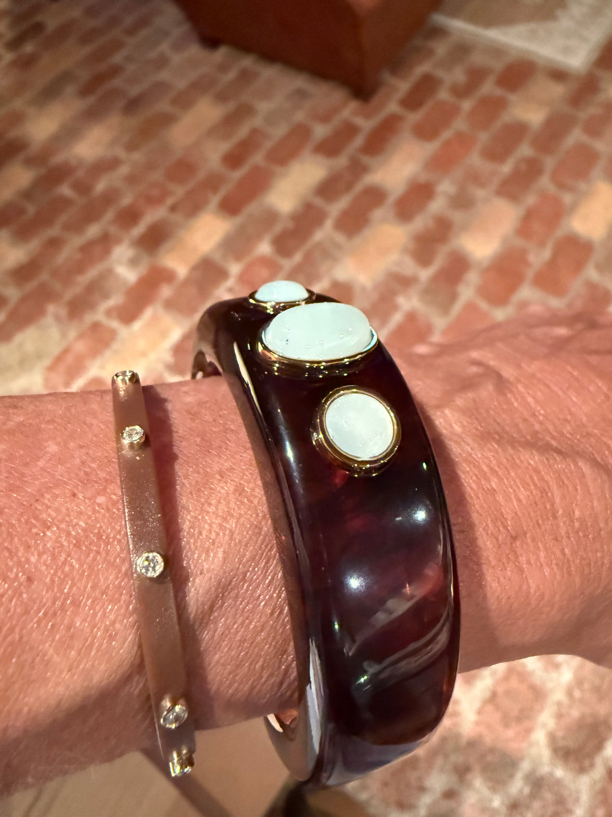 Tortoise Shell Resin / Amazonite Bangle