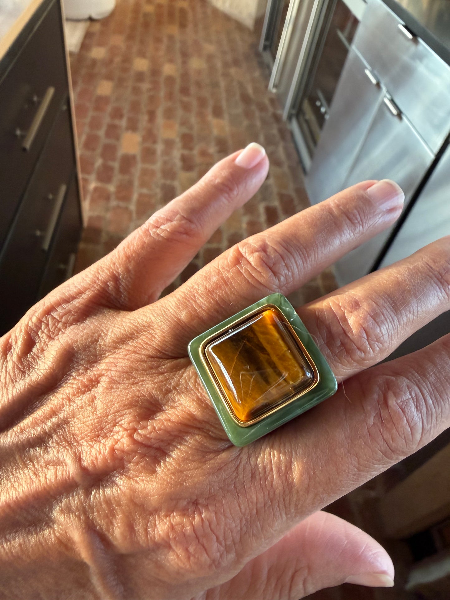 Jade Resin / Tiger Eye Ring