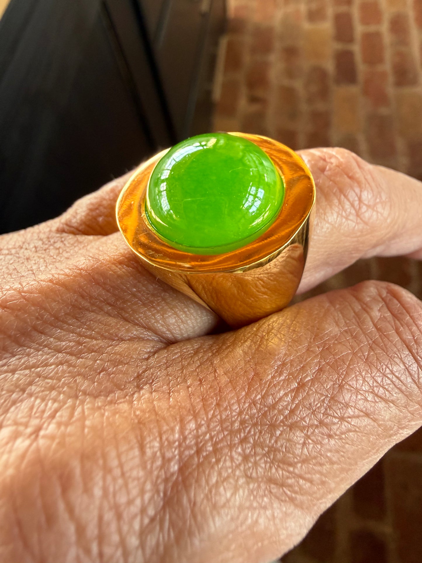 Gold / Green Quartz Ring