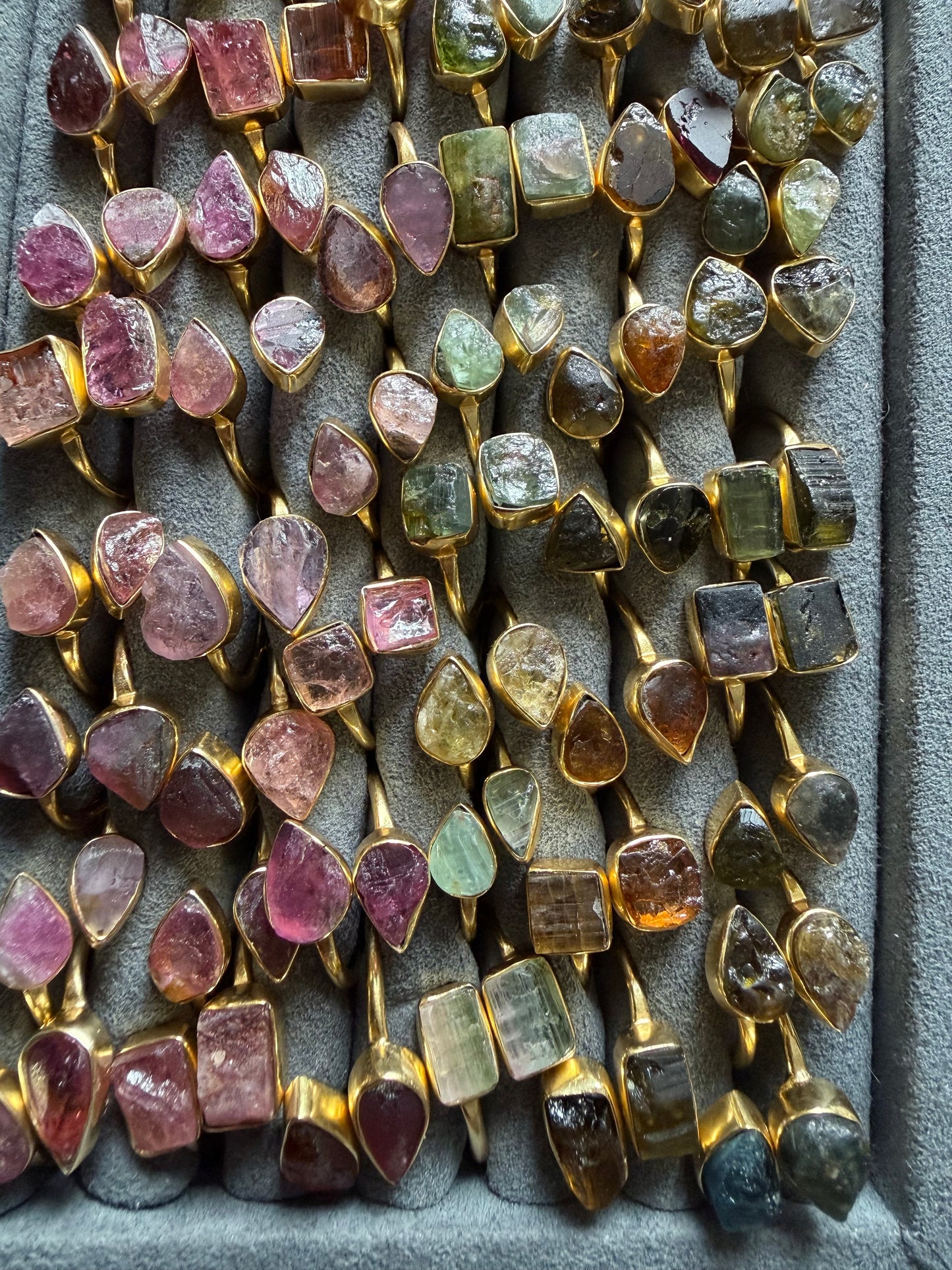 Raw Duo Watermelon Tourmaline Rings