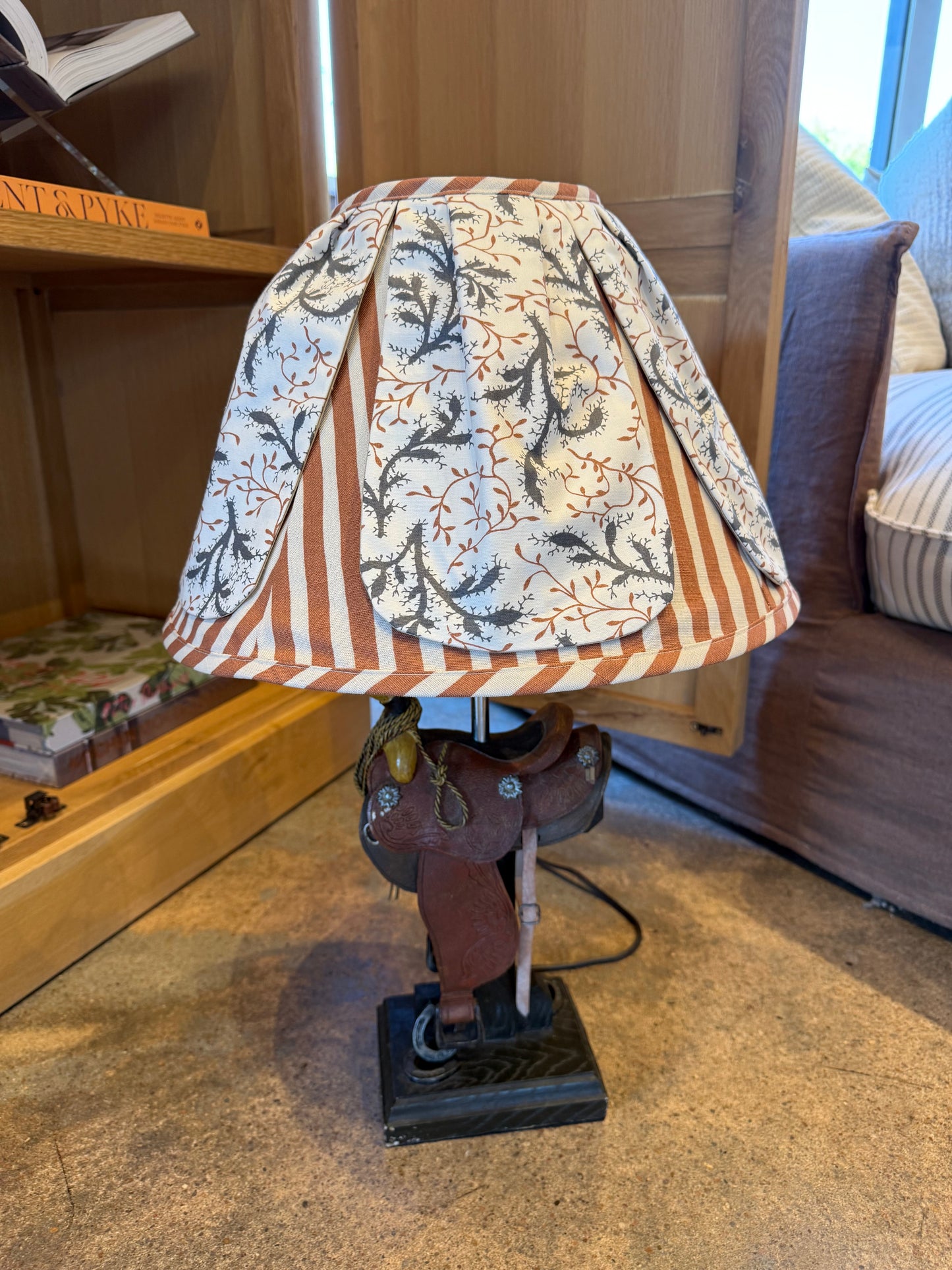 Vintage Leather Saddle Lamp with Shade