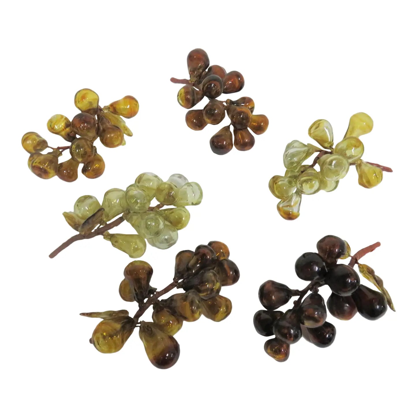 Murano Glass Hand Blown Grape Clusters Set/6