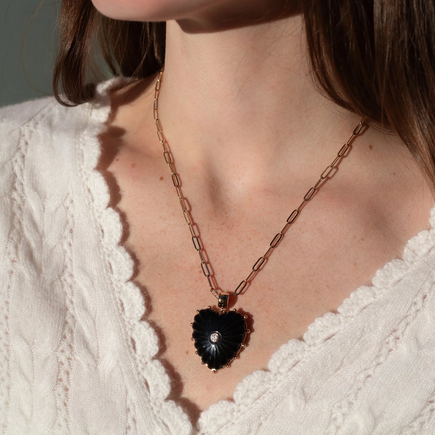 Melanie Onyx Bail Heart Charm