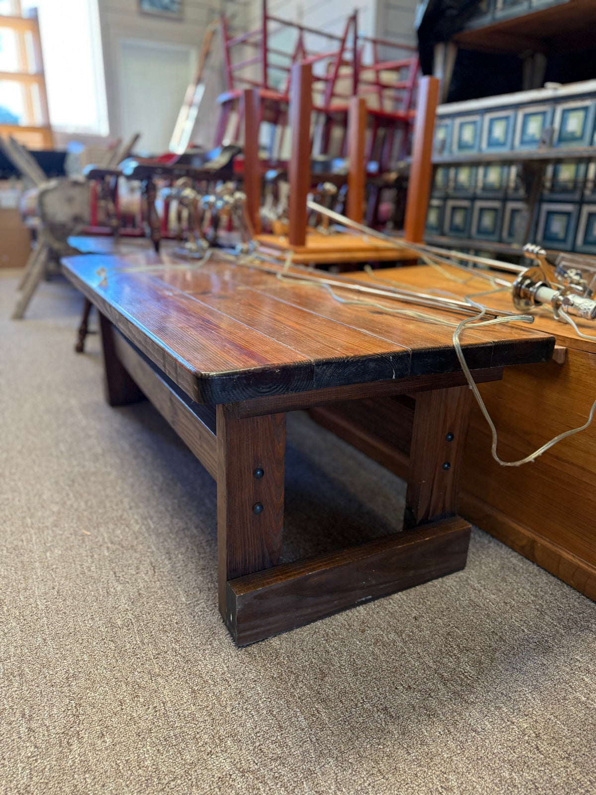 Vintage Pine Trestle Coffee Table