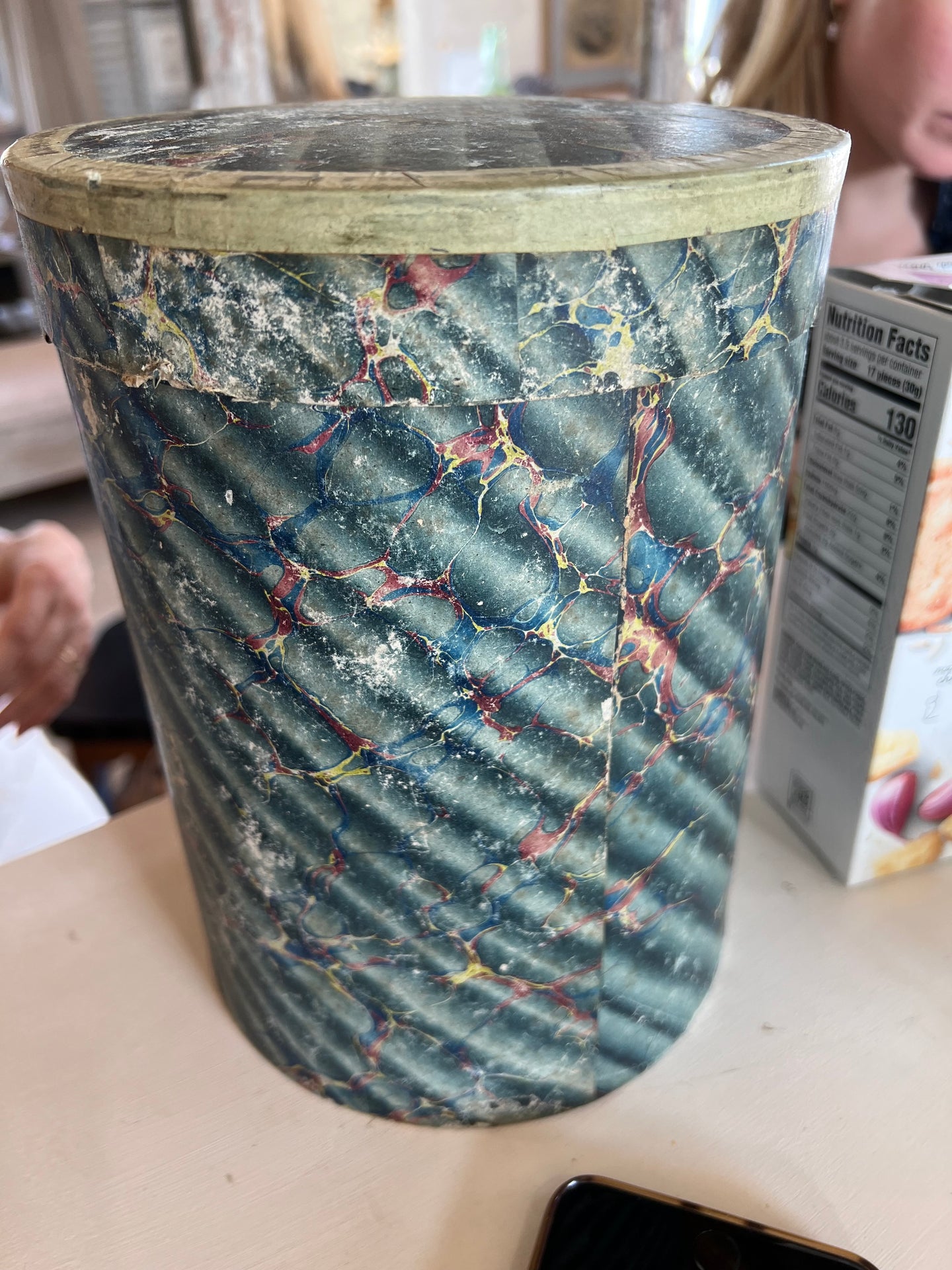 Blue and Green Marbleized Container