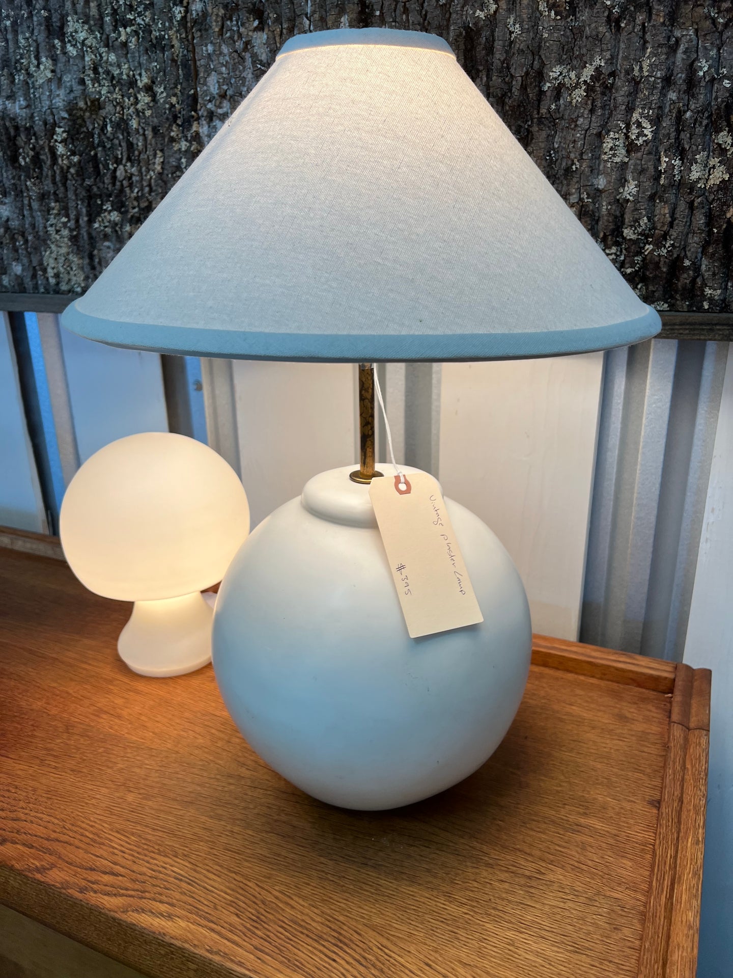 White Plaster Ball Lamp