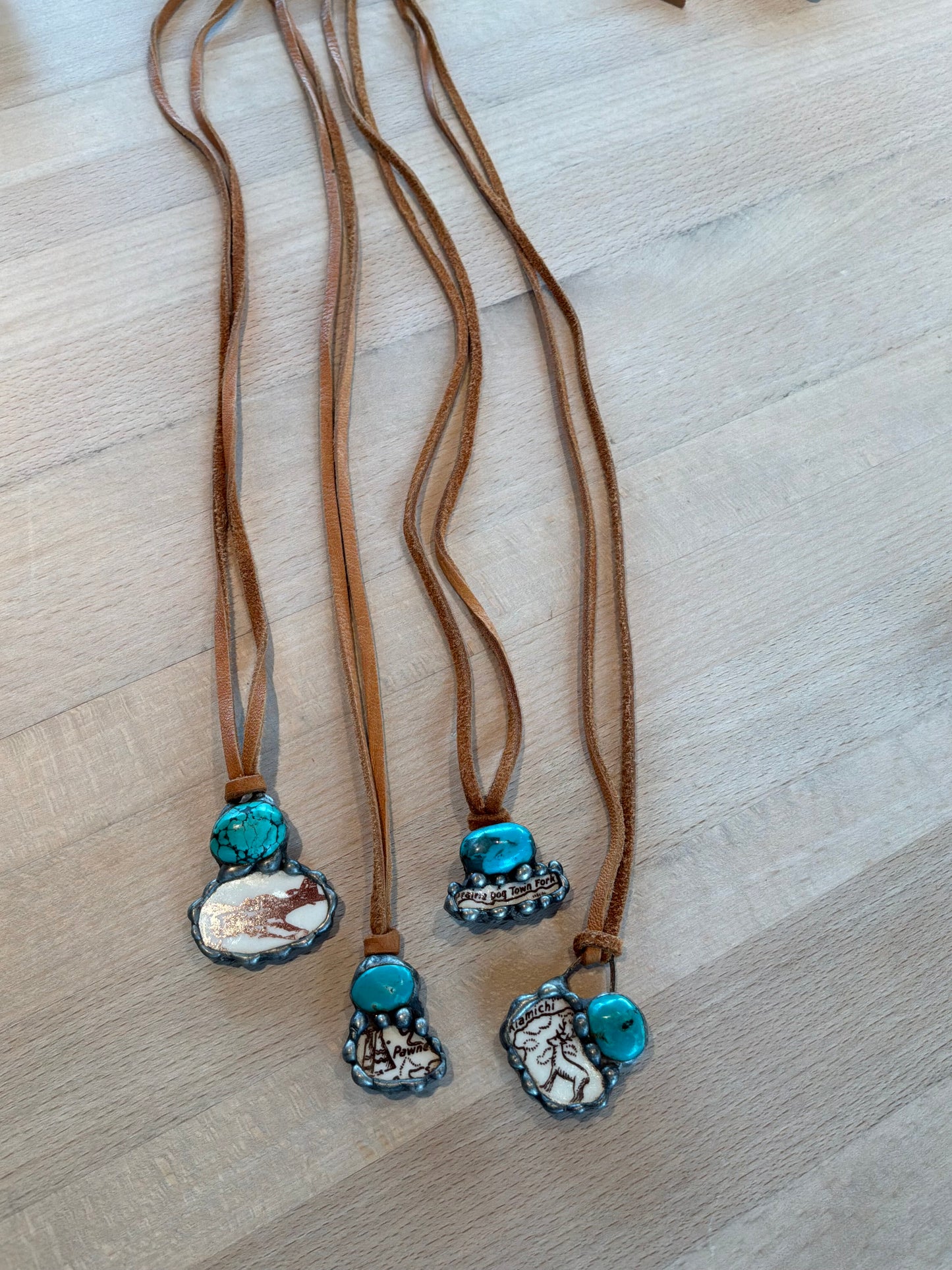 Small Bits on Leather Necklace