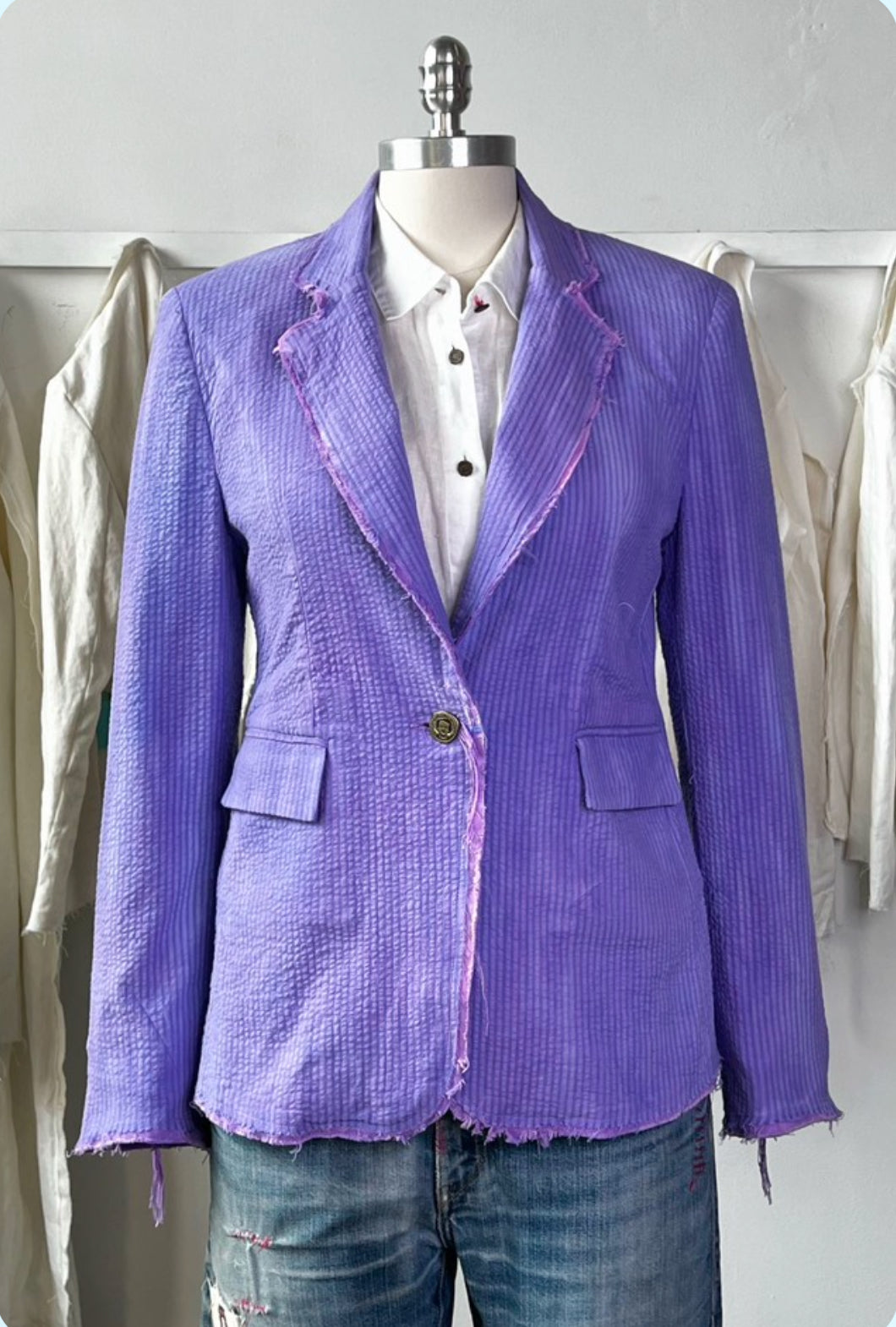 Hand Dyed Lilac Seersucker Jacket