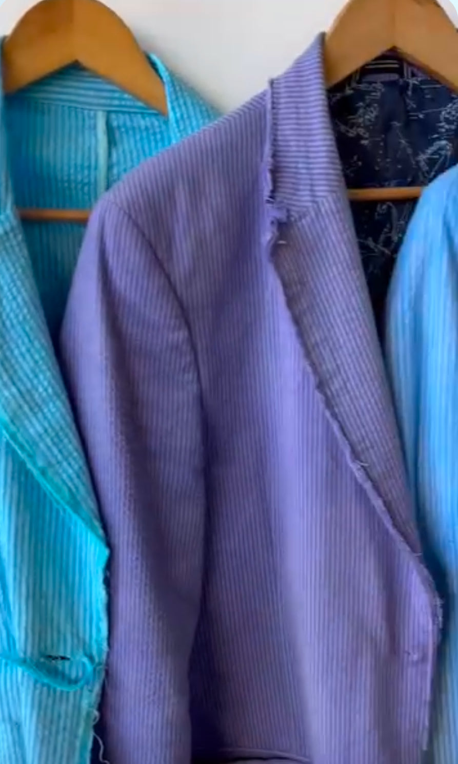 Hand Dyed Lilac Seersucker Jacket