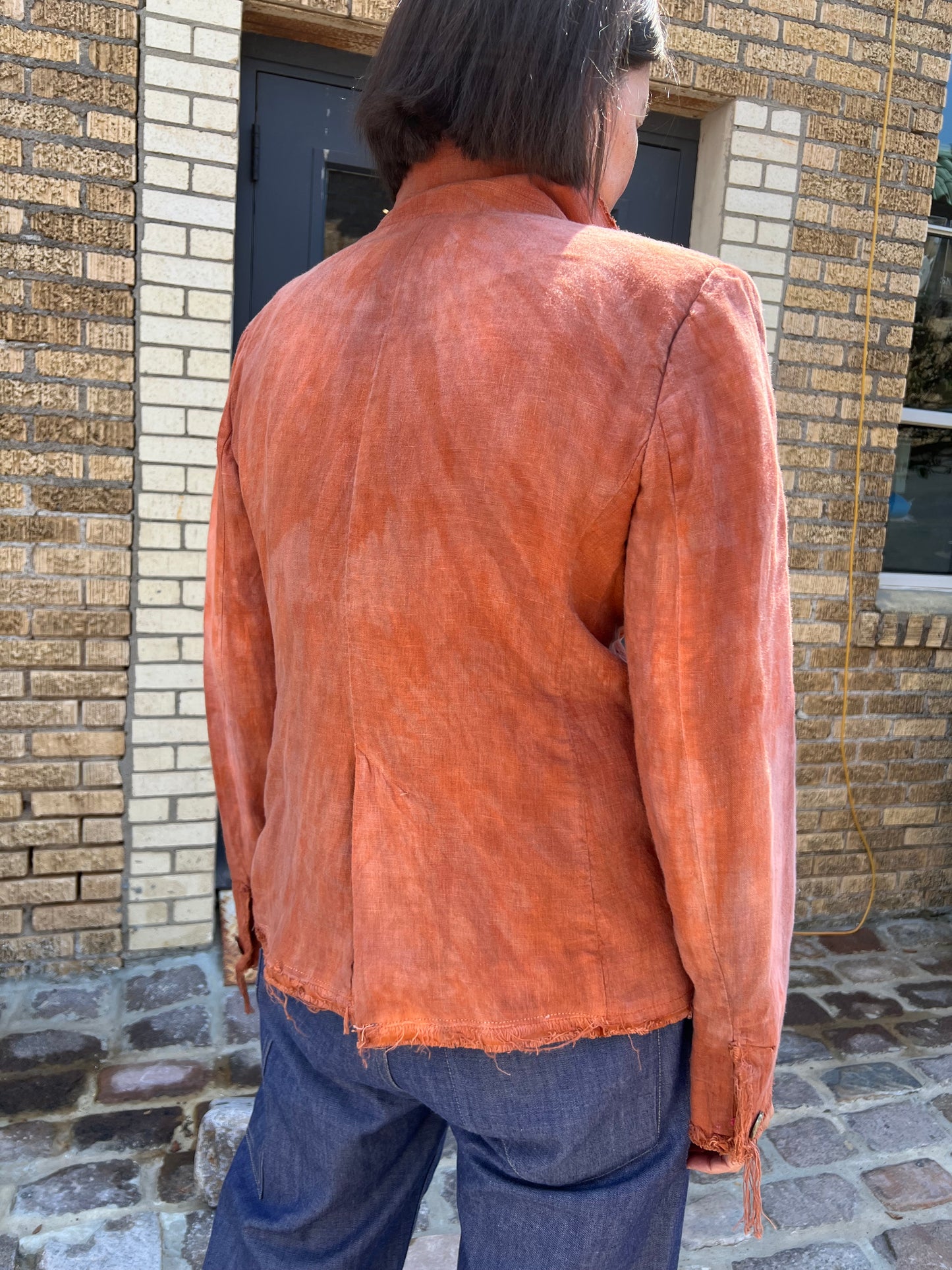 Hand Dyed Linen Pumpkin Blazer