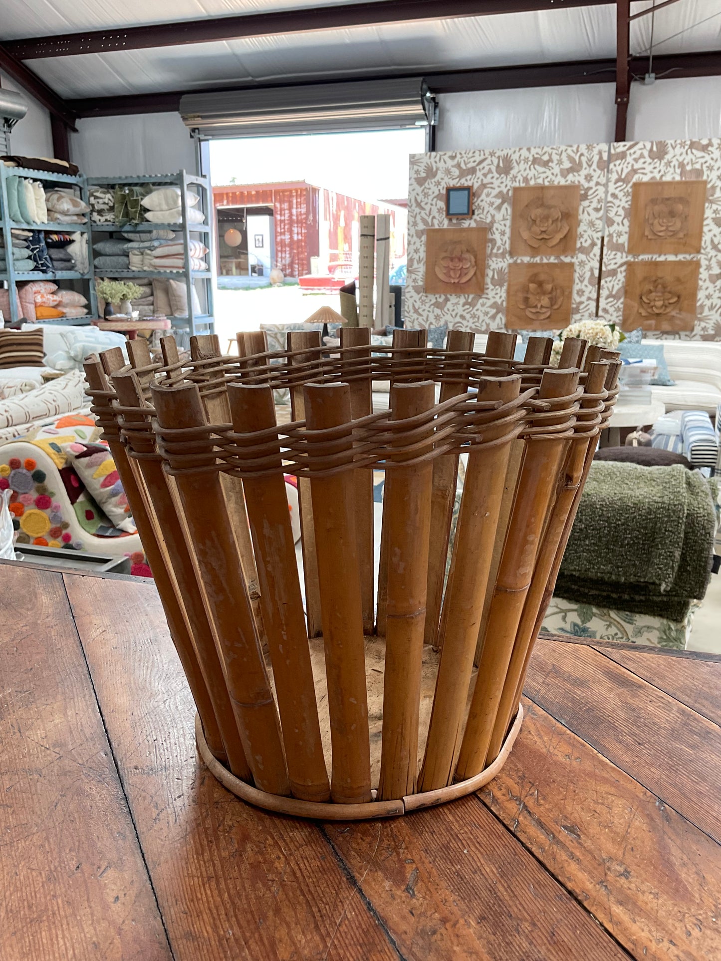 Single Vintage Bamboo Planter