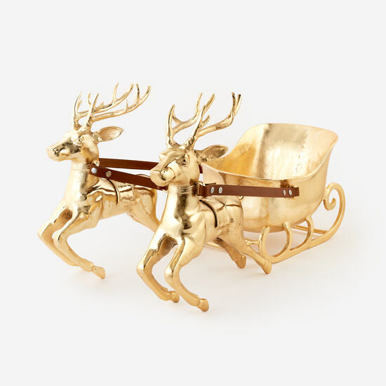 Gold Reindeer & Sleigh
