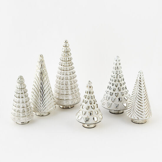 White Glass Tree Set of 6