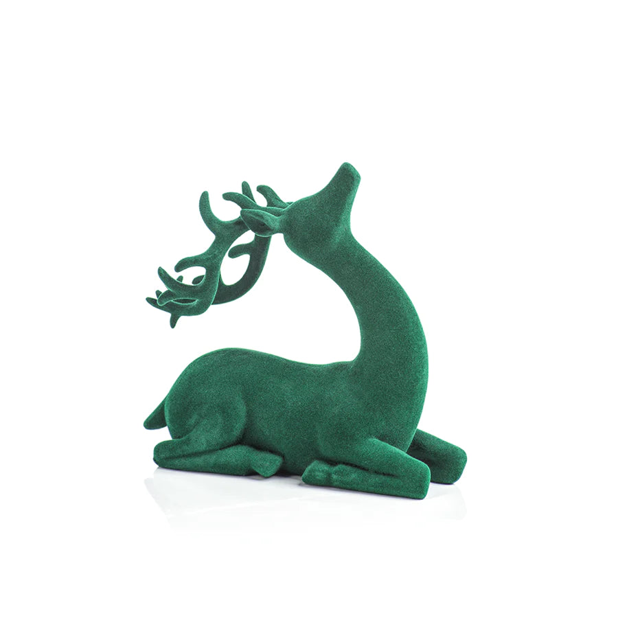 Flocked Deer Green
