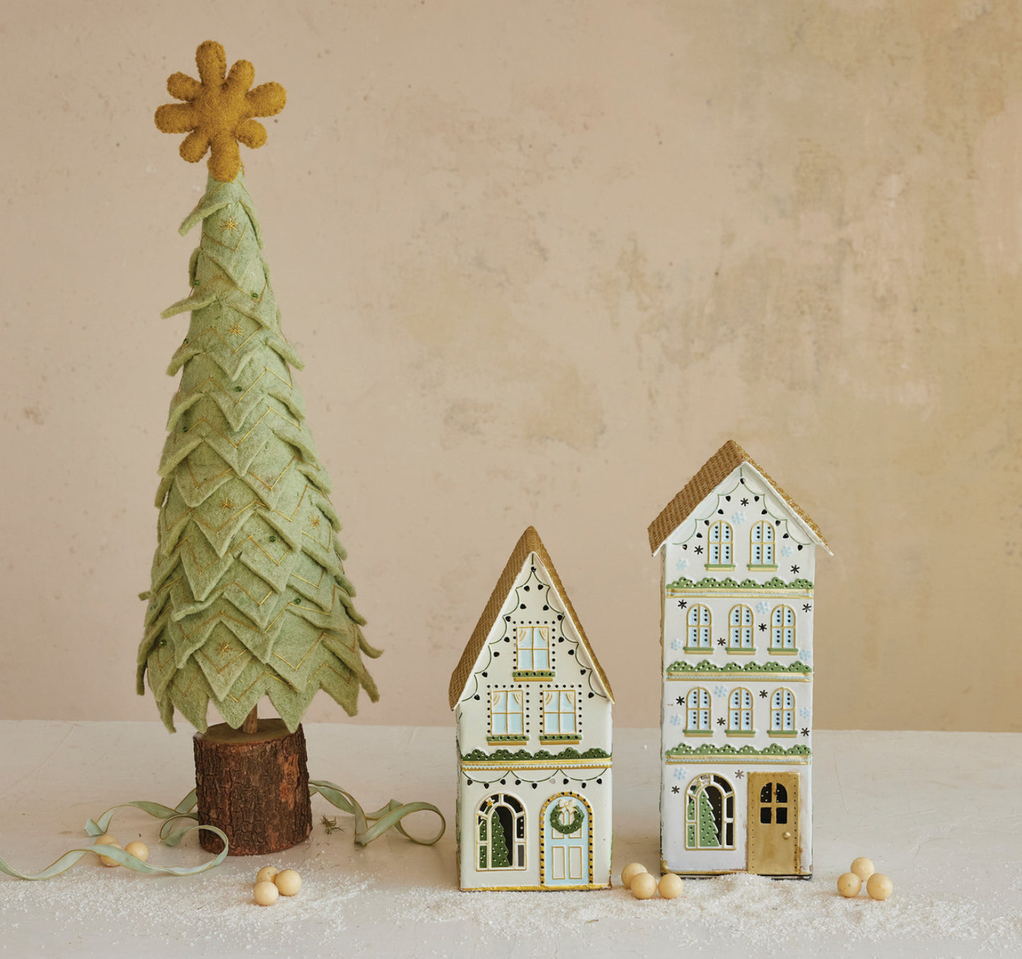 Decorative Painted Metal House 9”