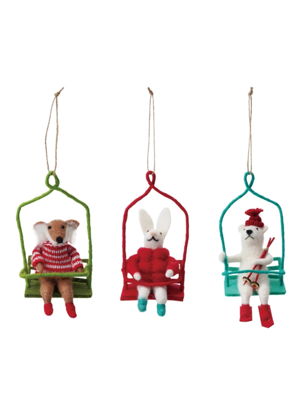 Handmade Wool Felt Animals on Chair Lift
