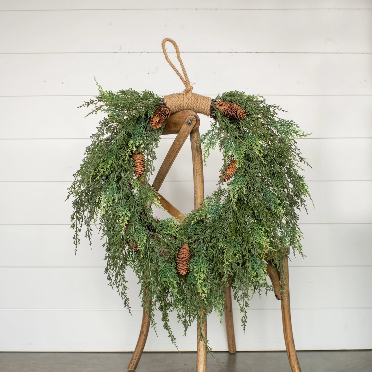 Cedar and Cones Hanging Wreath