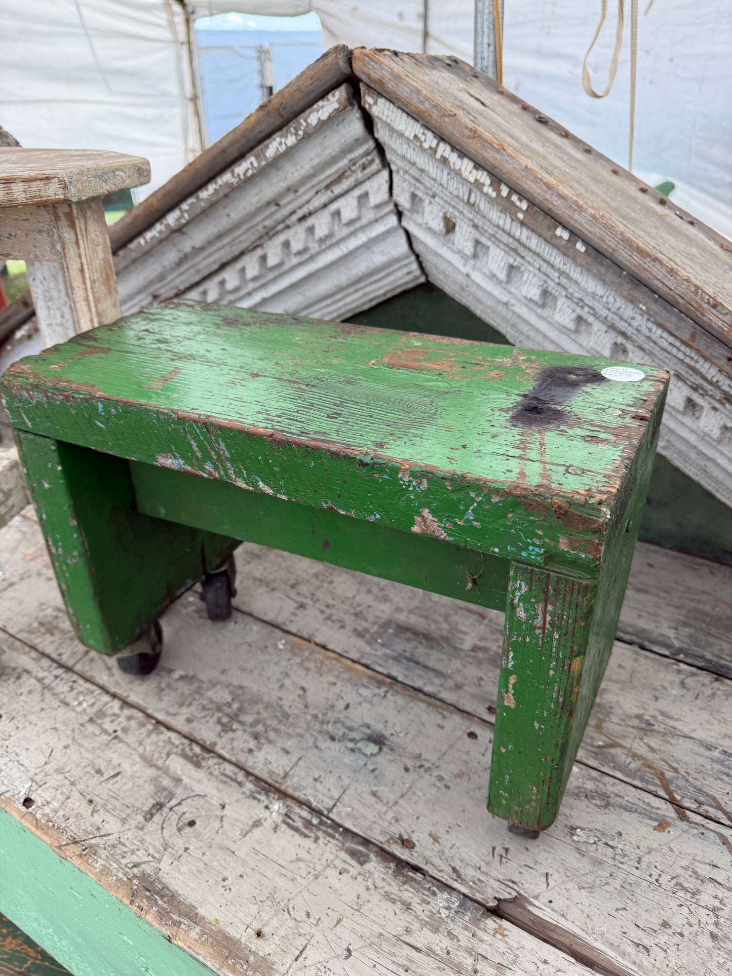 Green Bench on Rollers
