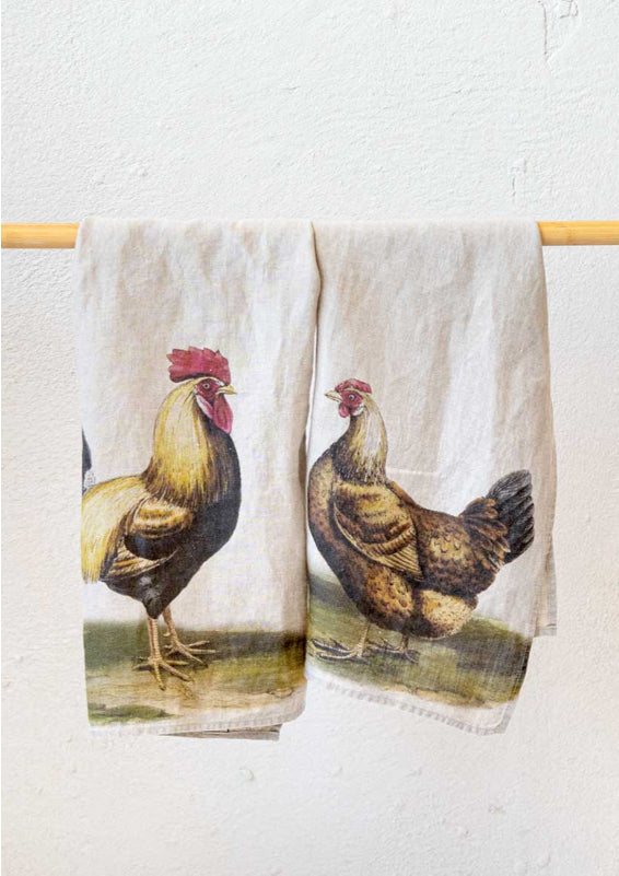 Rooster and Hen Kitchen Towels