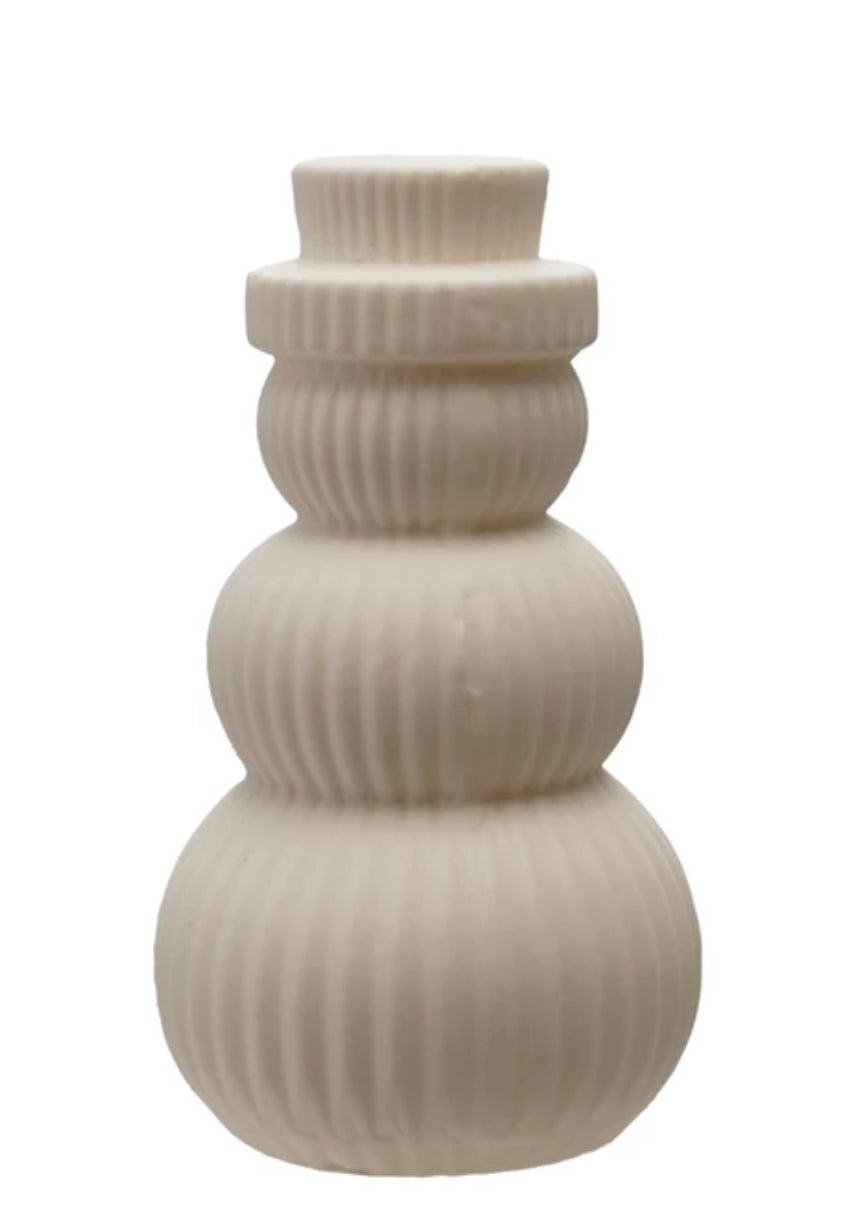 Stoneware Bisque Snowman Shaped LED Light (Batteries Included)