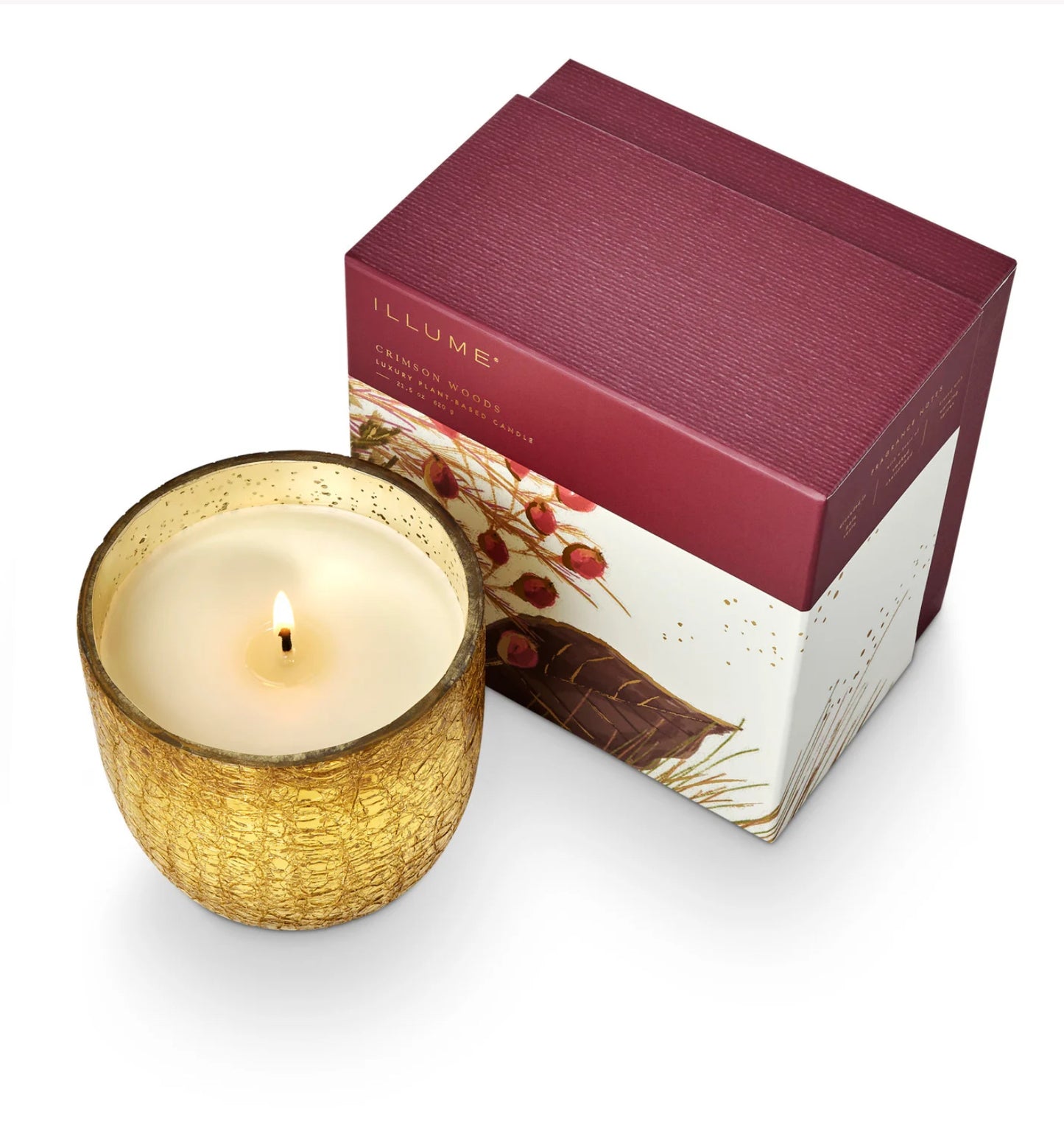 Crimson Woods Large Boxed Crackle Glass Candle