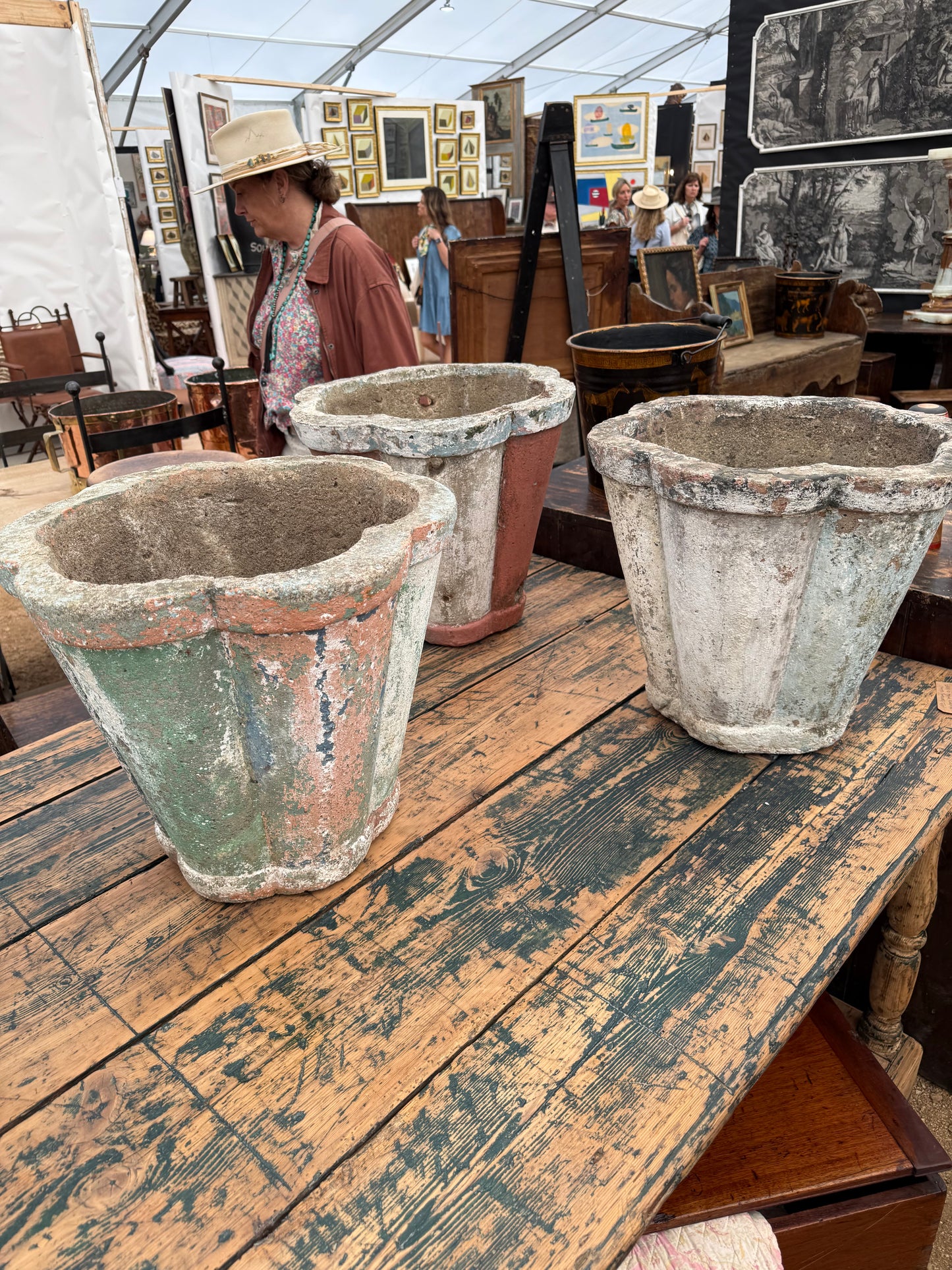 Chippy Painted Cement Pots