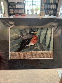 Textile Bird Art - Robin On A Palm Branch