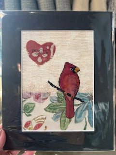 Textile Bird Art - Cardinal Peace