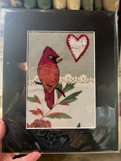 Textile Bird Art - Cardinal Sheet Music #1
