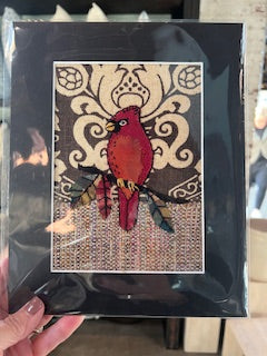 Textile Bird Art - Cardinal Katie