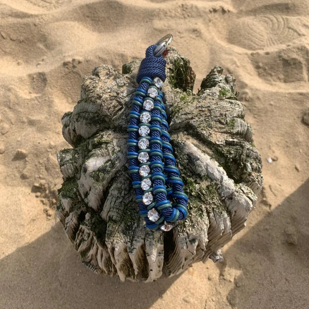 Rhinestone Key Ring Blue with Stones