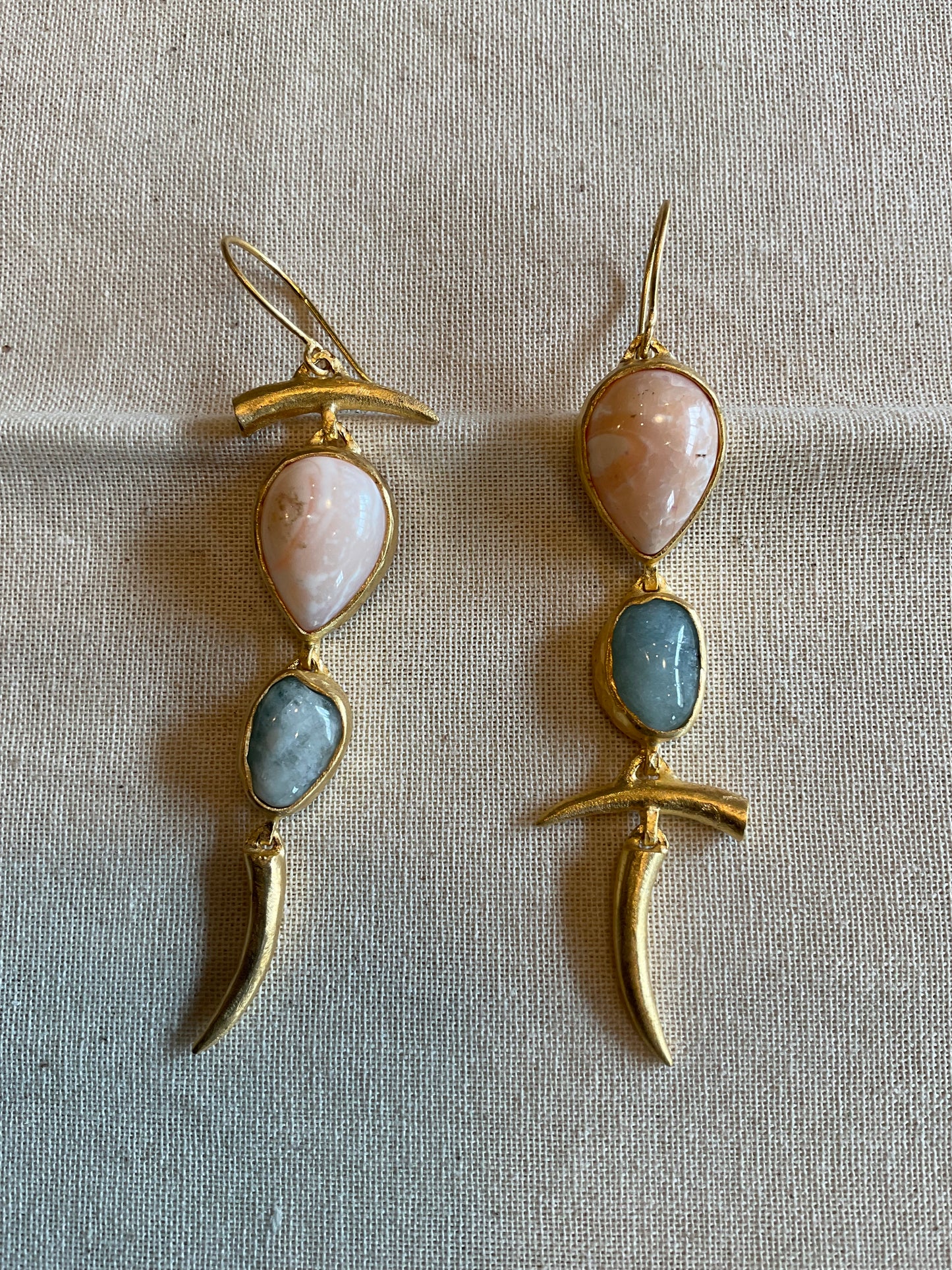 Tourmaline & Peach Opal Earrings