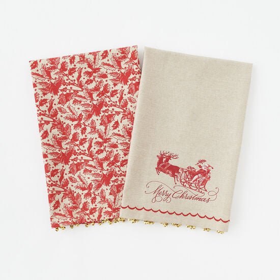 Yuletide Towel w/Brass Bells