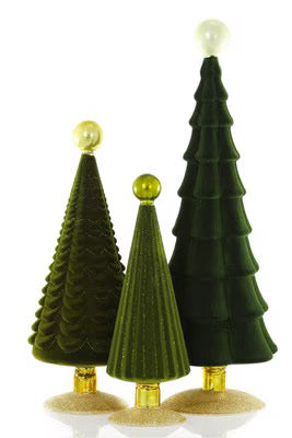 Crushed Velvet Trees Forest and Gold set/3