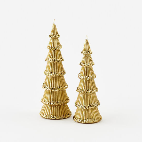 Gold Glitter Tree Candle