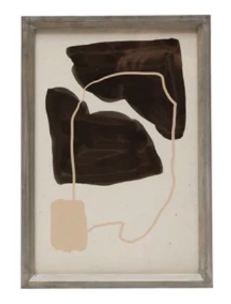 Wood Framed Wall Decor with Abstract Images