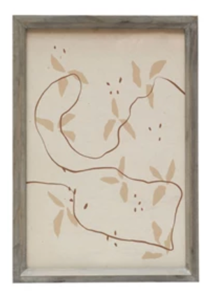 Wood Framed Wall Decor with Abstract Images