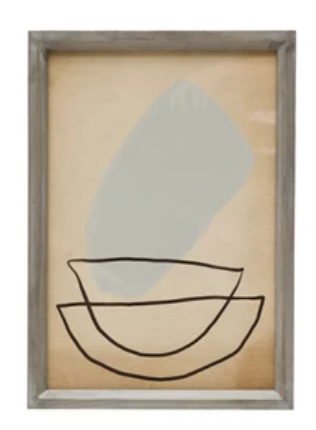 Wood Framed Wall Decor with Abstract Images