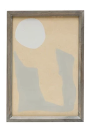Wood Framed Wall Decor with Abstract Images